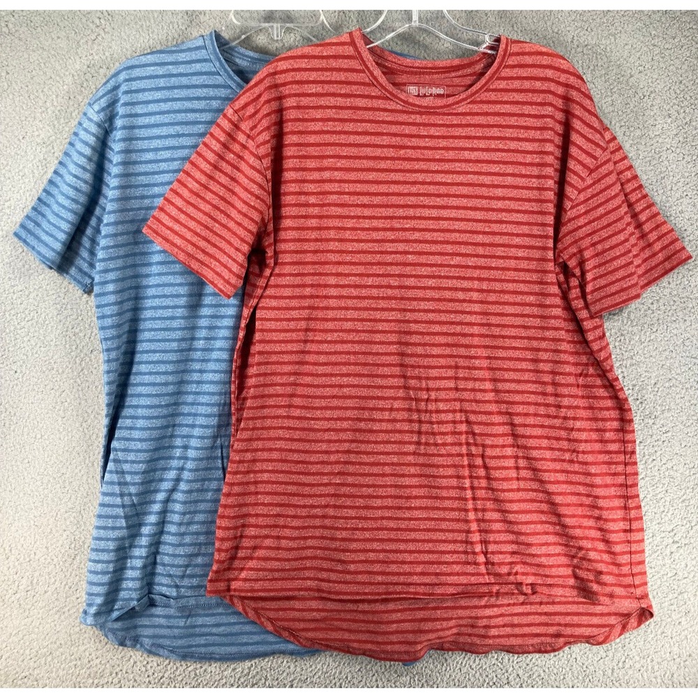 LuLaRoe T-Shirts Men's XL Blue and Red Stripe Short‎ Sleeve Casual  Lot of 2